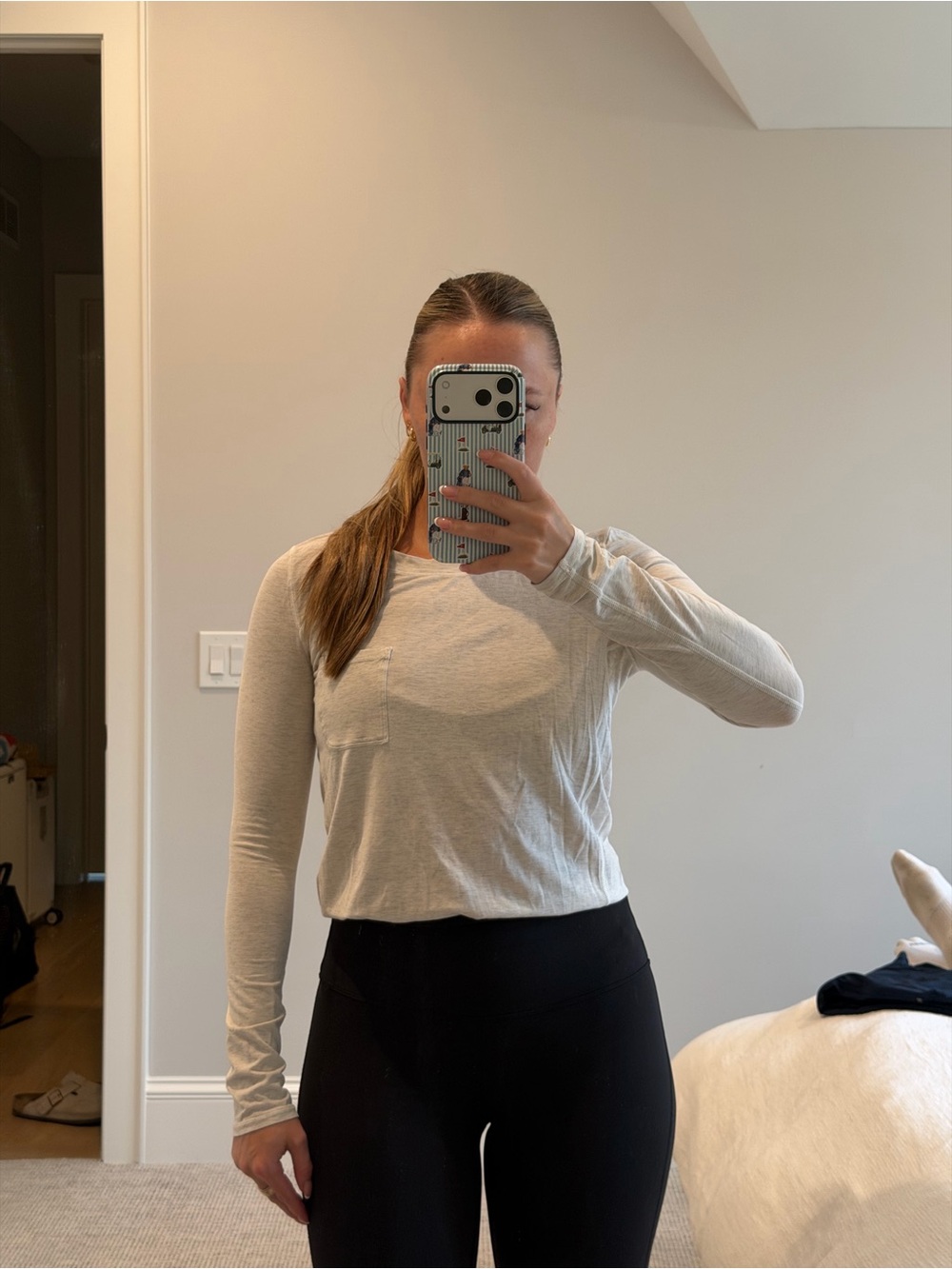 Lululemon Long-Sleeve Pocket Tee - Light Heather Gray